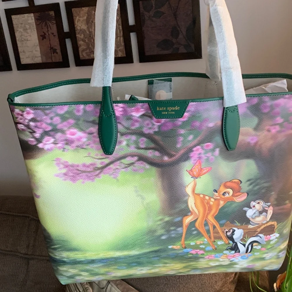 GORGEOUS😍Authentic KATE SPADE Coated leather/smooth leather BAMBI tote/wristlet - Picture 11 of 15
